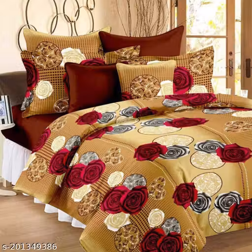 STYLISH 100% POLYCOTTON DOUBLE BED SHEET SIZE 90x90 inch WITH 2 PC PILLOW COVER SIZE 16x26 inch