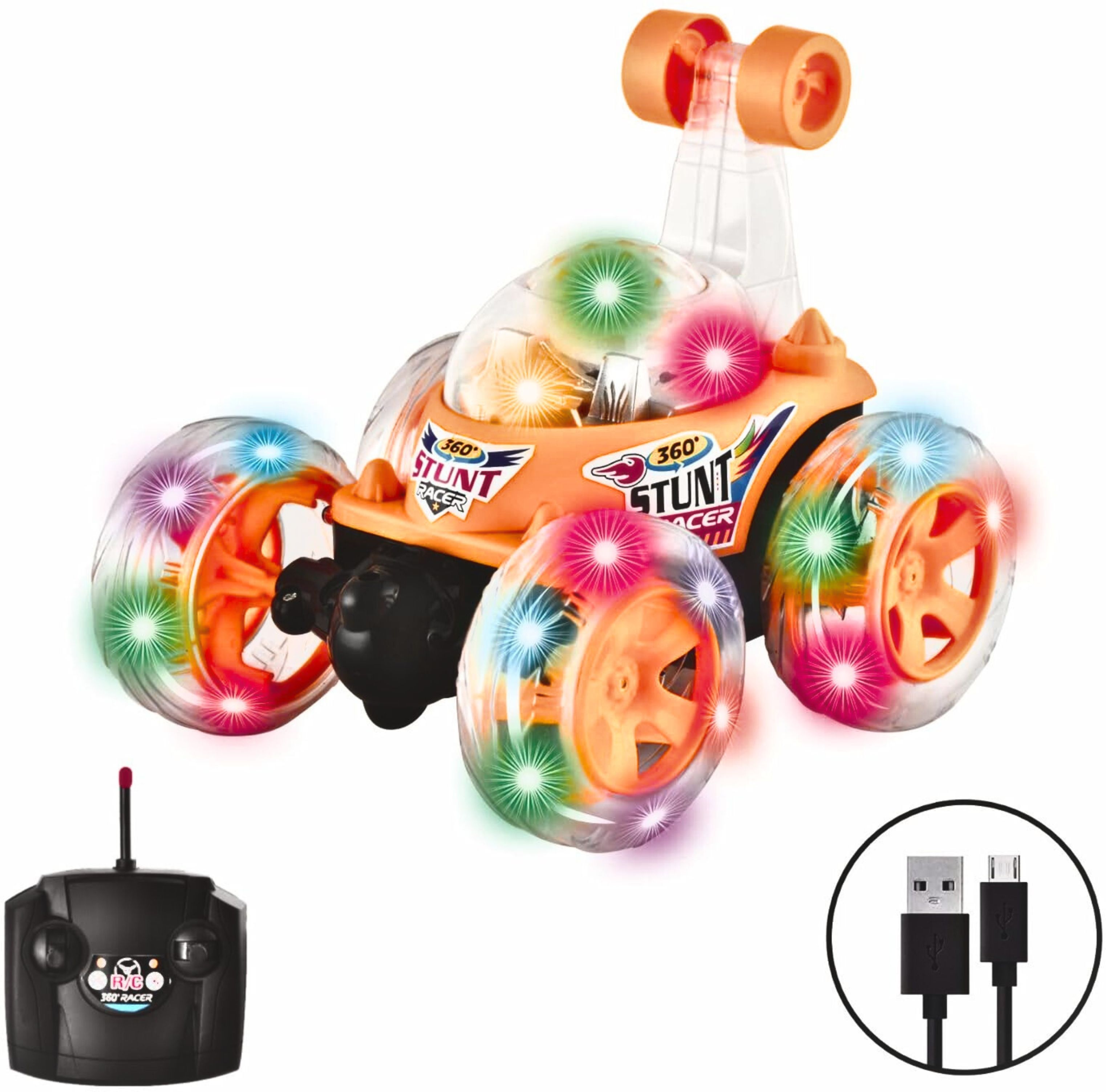 Rechargeable Rotating&Rolling Big Stunt Racing Car Toy Music & Light