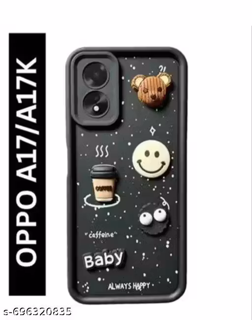 OPPO A17/ A17K Cute Cartoon 3D Coffee Liquid Silicone Soft Mobile Back Cover Case With Camera Protection