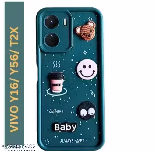 VIVO Y16 Back Case Cover Compatible for VIVO Y16/T2X/Y56Cute Fun Cartoon 3D Ball Coffee Silicone Case | Body Protection | Camera Protection | Shock Proof |