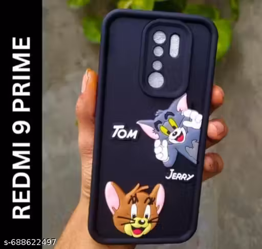 Redmi 9 Prime in Trendy Tom & Jerry 3D Cartoon Soft Silicone Designer Back Cover Case for Redmi 9 Prime - Black
