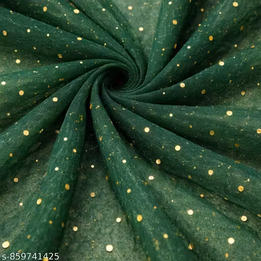 Green Tikli Net Fabric 5 Meter | Small Dot Design Net Cloth for Saree, Blouse, Lehenga, Party Decor, Gift Packing & Craft Use