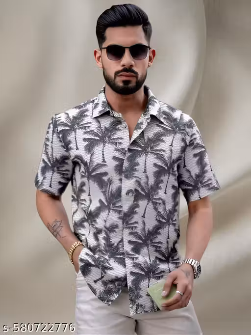 Stylish Printed Cotton Half Shirt for Men Crochet Shirt for Men
