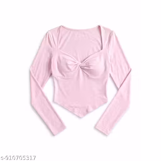 Women Solid Pink Sweetheart Neck Full Sleeve Stylish Top