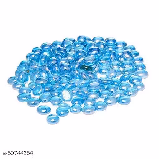MAK Stone Glossy Finish Decorative Shiny Glass Pebbles for Aquarium Vase Filler Home Garden & Outdoor Decoration (Blue_500g)