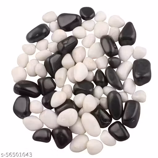 MAK Stone Natural River Pebbles for Indoor Outdoor Garden & Aquarium Decoration (Black & White 1Kg)