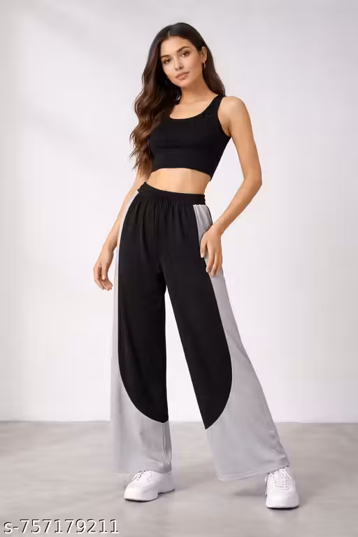 contrast black pant for girls, ethnic and western wear trouser
