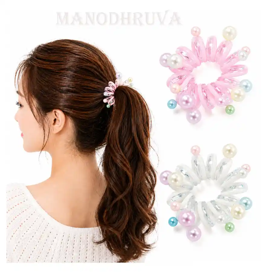 2pcs Spiral Rubberbands, Multicolor