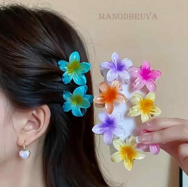 3pcs Small Flower Hair Clutchers, Multicolor, 3cm Size
