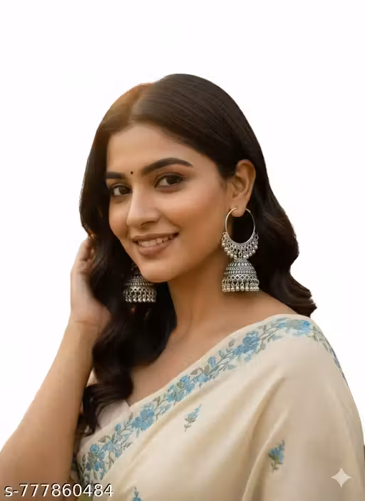 rich market Oxidised Silver Plated Long Jhumka Earrings for Women & Girls