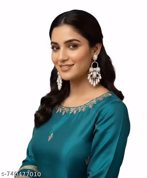 Traditional Pearl Drop Chandbali Earrings for Women and Girls | White Stone Silver Look Ethnic Jhumka | Wedding Festive Party Wear