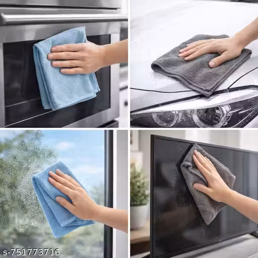 Microfiber Towel [Grey And Skyblue -Pack of 6| 250 GSM Car & Bike Cleaning Cloth | Lint Free Multipurpose Car Polishing & Detailing Towel
