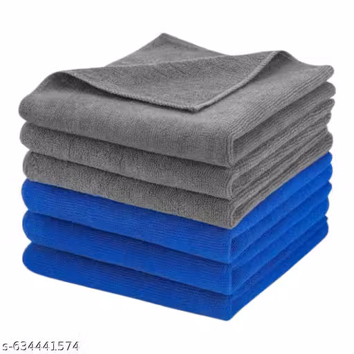 Microfiber Cleaning Cloth Pack of 6 | Soft, Absorbent & Lint Free (Grey, Blue)