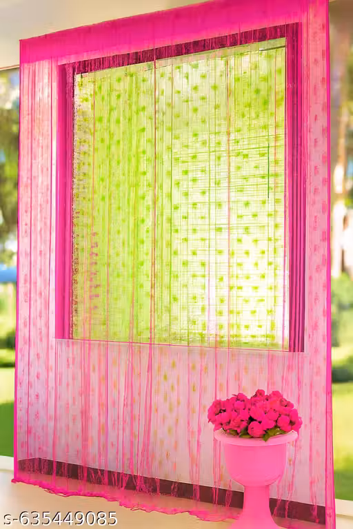 Green & Pink Hurt Curtain 7 feet Door & Window (Pack - of - 2)
