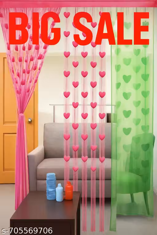 Rylie Cotton Net Heart Shape Door Curtain 7 Into 4 Feet ( Pack Of 2)