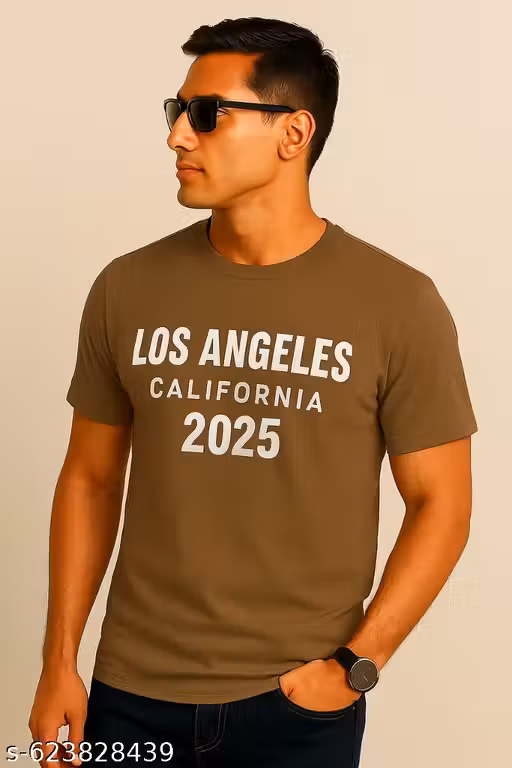 Men’s Light Brown Pure 100% Cotton Regular Fit T-Shirt | Soft & Comfortable Daily