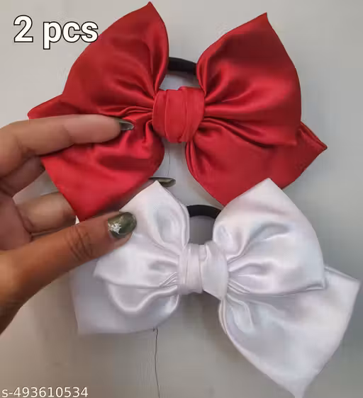 2 pcs dark red and white hair bands for women
