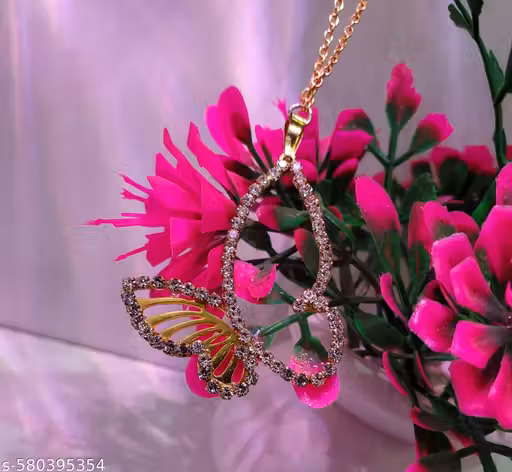 Korean design butterfly emblished diamond rhinestone work necklace pandent for women fashion jewelry, Korean jewelry