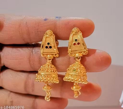 Trendy Gold Plated Jumki Style Earring For Girls
