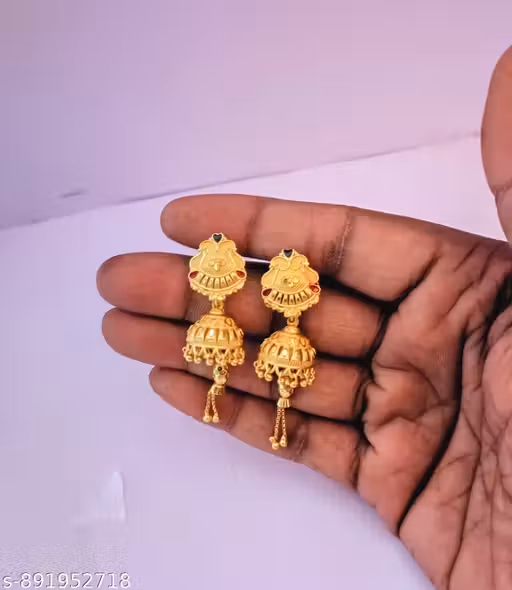 Maha Saving Offer Attrative Trendy Antique Gold-Plated Traditional Jhumka Earrings