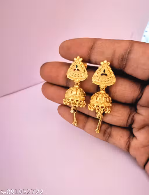 Maha Saving Offer Attrative Trendy Antique Gold-Plated Traditional Jhumka Earrings