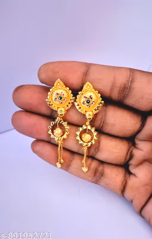 Maha Saving Offer Attrative Trendy Antique Gold-Plated Traditional Jhumka Earrings