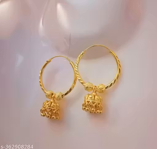 Beautiful Gold Plated Adjustable Round Shaped Jumka Earring For Women