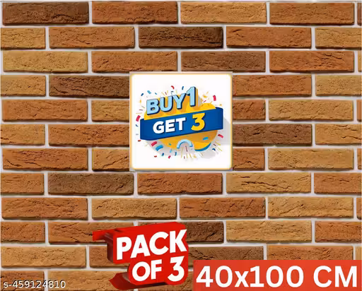 Rusticc Brick Pattern Wallpaper - Pack of 3 (40x100 cm) | Buy 1 Get 3 Offer