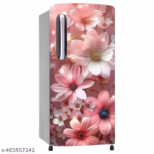 Elegance Refrigerator--Floral Fridge Sticker | Waterproof Self-Adhesive Vinyl Refrigerator Door Cover | Decorative Fridge Wallpaper (24x49 Inchh, White Blossoms Design)