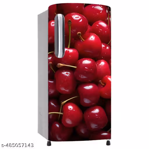 Cherry Fresh Fridge Sticker | Modern 3D Refrigerator Wallpaper (24x49 Inchh) | Premium Self-Adhesive Kitchen Décor