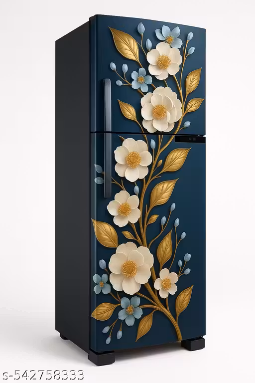 Wallpaper Fridge Sticker Single Door Fridge Stickers Big Size Sticker (60x160)cm Fridge Sticker | Refrigerator Stickers For Home (Floral) Fridge Stickers For Kitchen