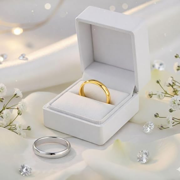 Classic Gold Plated Plain Wedding Band Ring for Men and Women, Minimalist Smooth Design