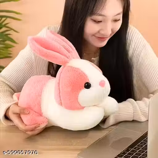 jr jack & rose Rabbit Soft Plush Toys Lying Cute Bunny Cartoon Animal Dolls Children Baby Birthday Gift / Color: Pink/ Size : 30 Cm/ Qty : 1 Pic Only