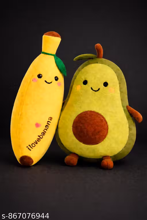 pack of 2 bannna and avocado soft toys