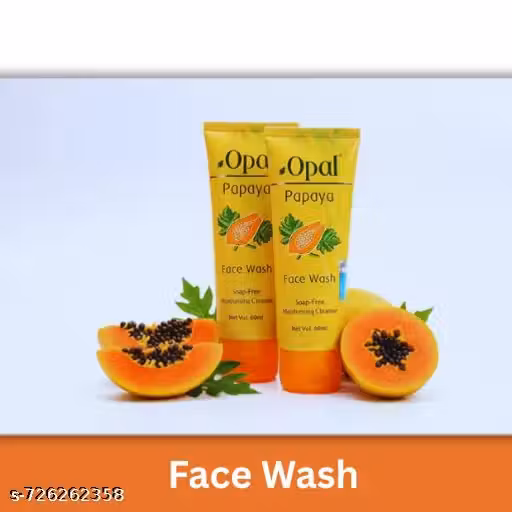 OPAL Pack of 2 Papaya Face Wash (60ml) for Deep Cleansing & Refreshing Skin - Gentle Cleanser For Removes Pigmentation & Dark Spots | Soap Free Moisturising Cleanser- 3PC