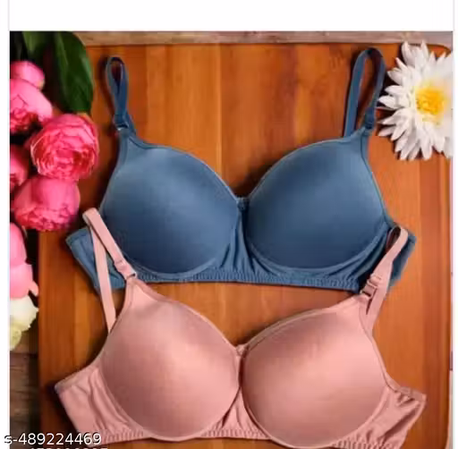 Pack of 2 Women's Cotton Padded Bra – Soft & Comfortable Daily Wear, padded bra for girl, Padded bra combo, Stylish bra for women, Pink And Green