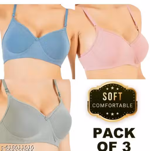 Women’s Cotton Lightly- Padded Full Coverage |Soft & Comfortable Daily Wear, padded bra for girl, Padded bra combo, Stylish bra for women, Pink And Blue GREEN