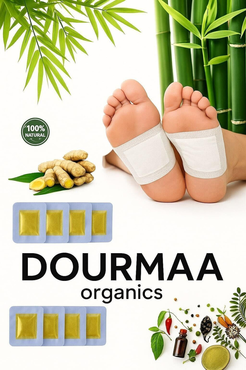 DOURMAA ORGANICS Detox Foot Patch remover, health foot patches, pain relief patches, Foot Patches Plaster & Patch (10 Patches)