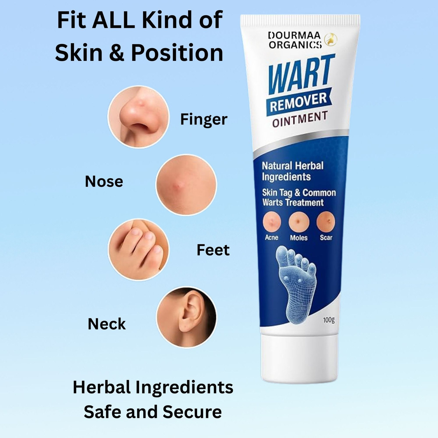 DOURMAA ORGANICS wart removal ointment cream With Salicylic Acid Wart Tag Rmover Cream (3 x 100 g)