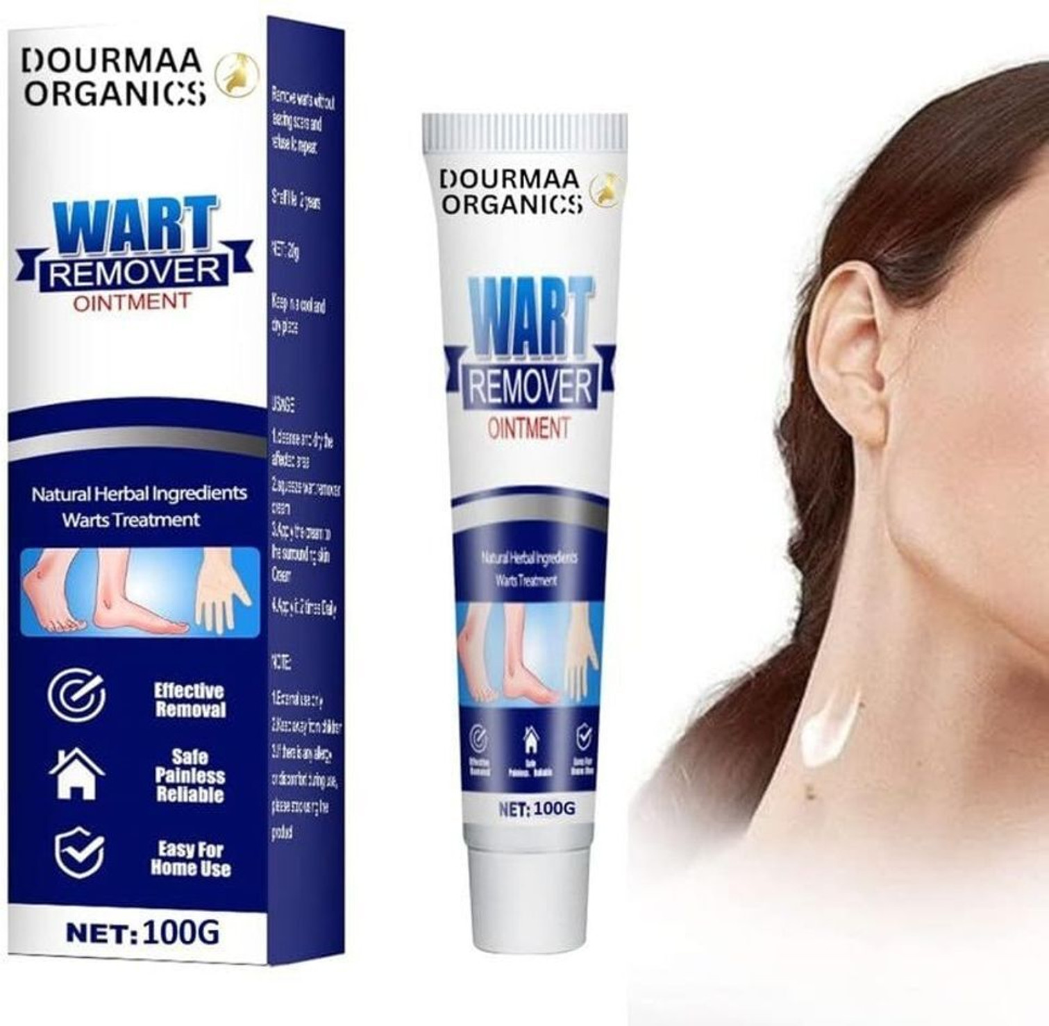 DOURMAA ORGANICS Anti-Wart Cream for Hands, Feet, Face – Professional Care at Home (100 g)