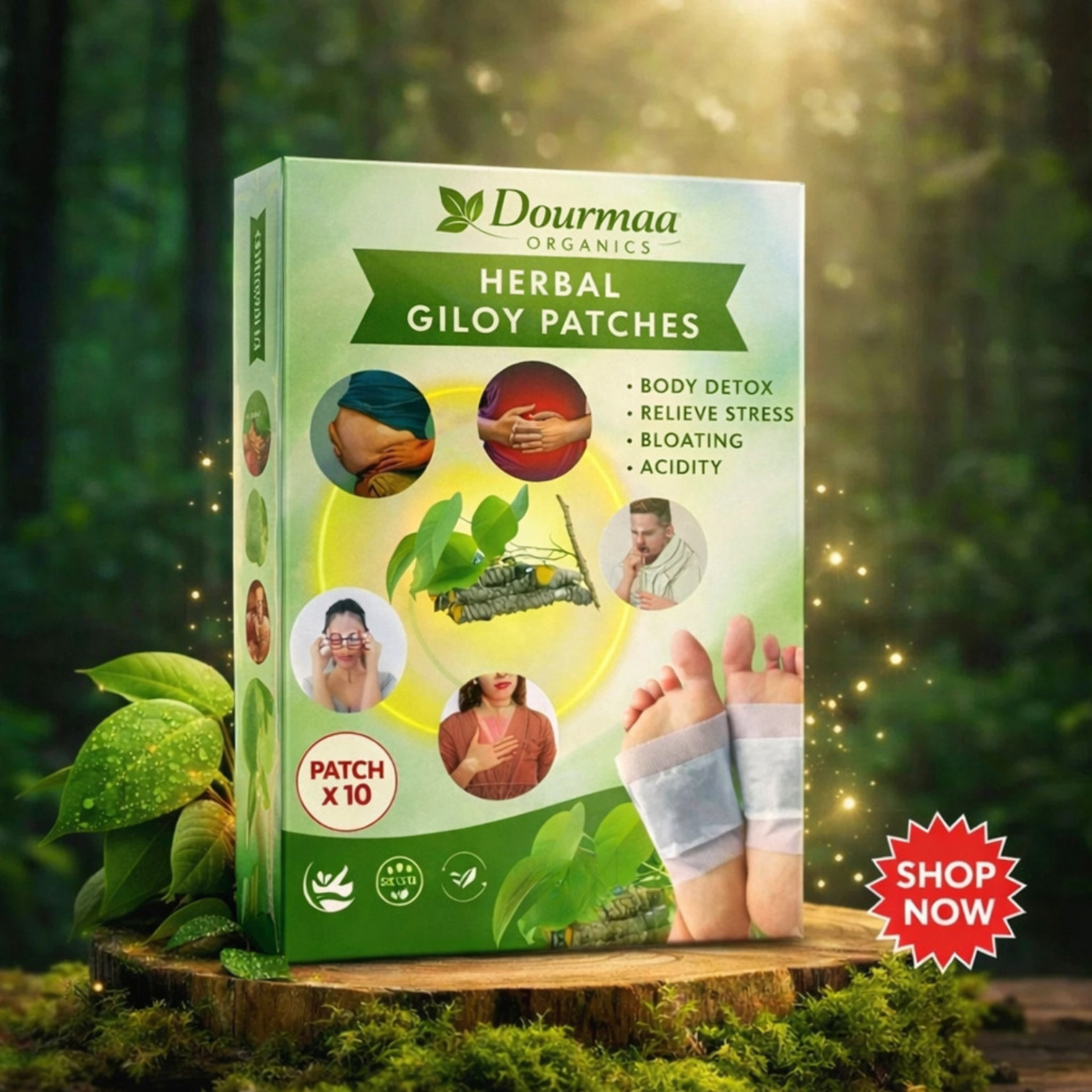 DOURMAA ORGANICS Herbal Giloy Patches | Foot Pads | Max Foot Detox Strength - Easy Overnight Foot (10 g)