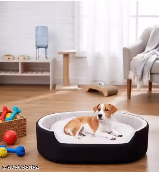 Furry Stylish Luxury Pet Sofa Bed for Dog & Cat, Soft Fabric Pet Bed Simple Sofa Chair Small Size (Black & White)