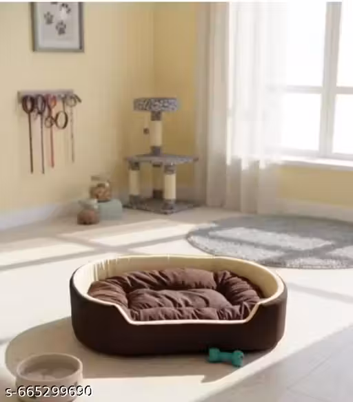 FURYY STYLISH Luxurious Bed For Dog And Cat Export Quality, Reversible Super Soft Simple Sofa XL Size (Cream & Brown)