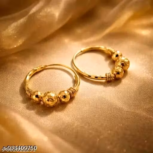 Stylish Gold Plated Round Bali Earrings for Women | Lightweight Daily Wear Accesories