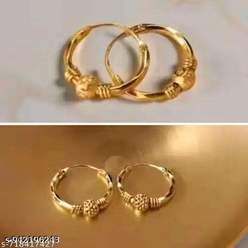 Stylish Gold Plated Round Bali Earrings for Women | Lightweight Daily Wear Accesories