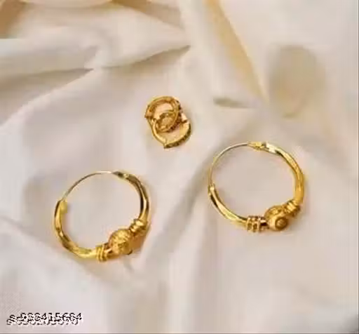 Stylish Nose Pin & Gold Plated Round Bali Earrings for Women | Traditional & Modern Look