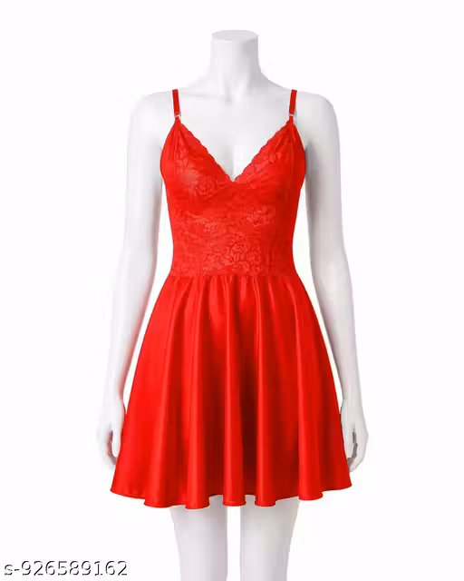 Scarlet Charm Lace Satin Babydoll Nightdress