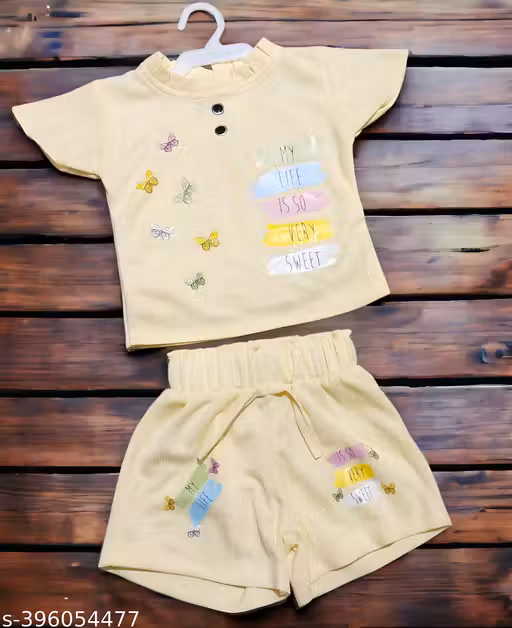 ADI Modern & Trendy Lemon Yellow Girls Top & Shorts: 2-Peice(One Top & One Shorts)