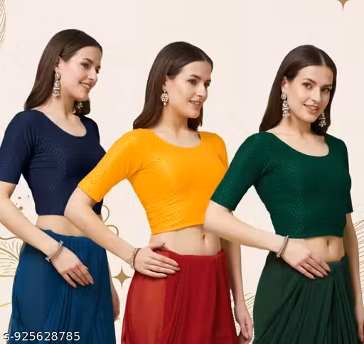 Pack of 3 Multicolour Women's Blouses Stylish & Versatile-Perfect for Any Occasion! Breathable Fabric, Elegant Fit (blue yellow green)