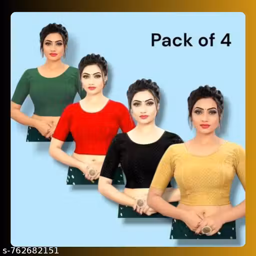 pack of 4 multicolour women's blouses stylish & versatile-perfect for any occasion! breathable fabric, elegant fit (green red black golden)